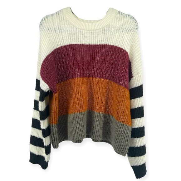Harper Heritage Women’s Striped Colorblock Oversized Knit Pullover Sweater Large - Picture 1 of 10
